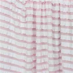 Light Pink & White Striped Ruffle Fabric